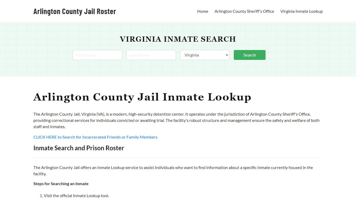 Arlington County Jail Roster Lookup, VA, Inmate Search