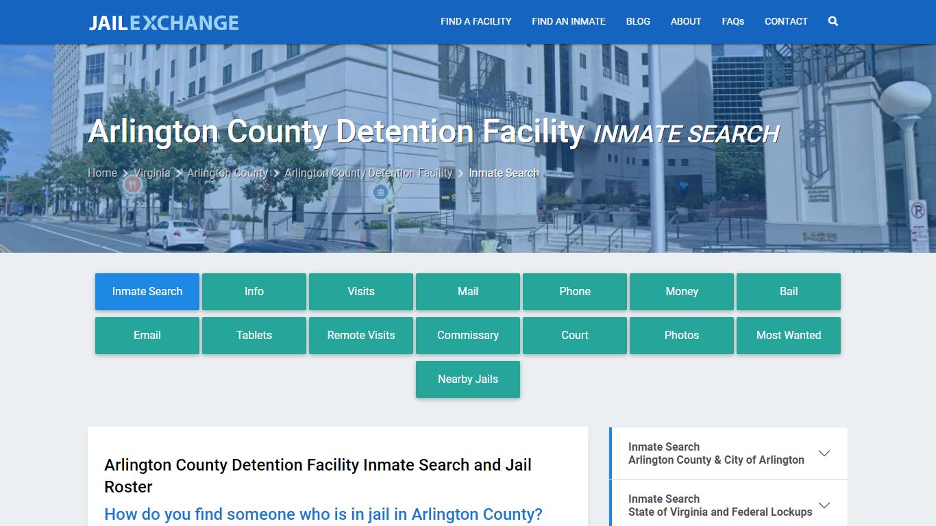 Arlington County Detention Facility Inmate Search - Jail Exchange