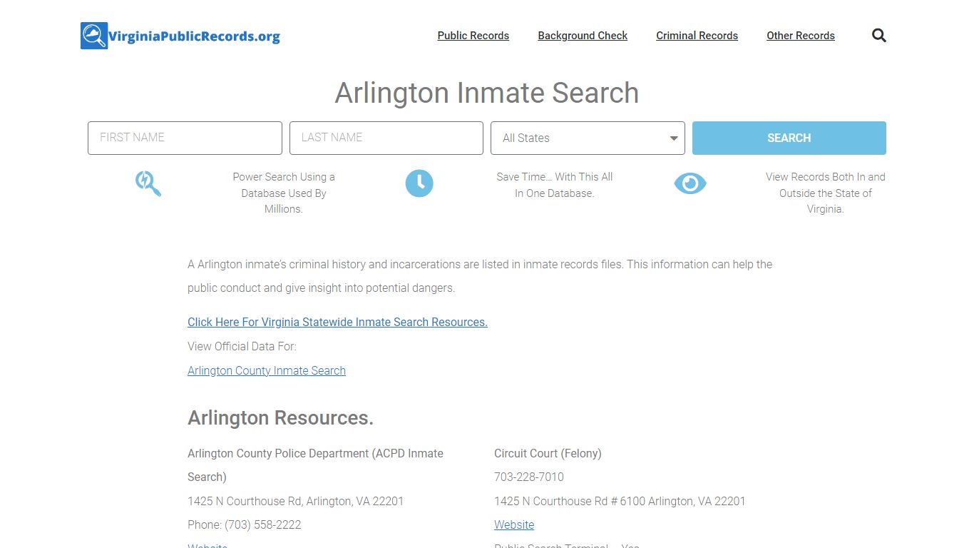 Arlington Inmate Search - ACPD Current & Past Jail Records